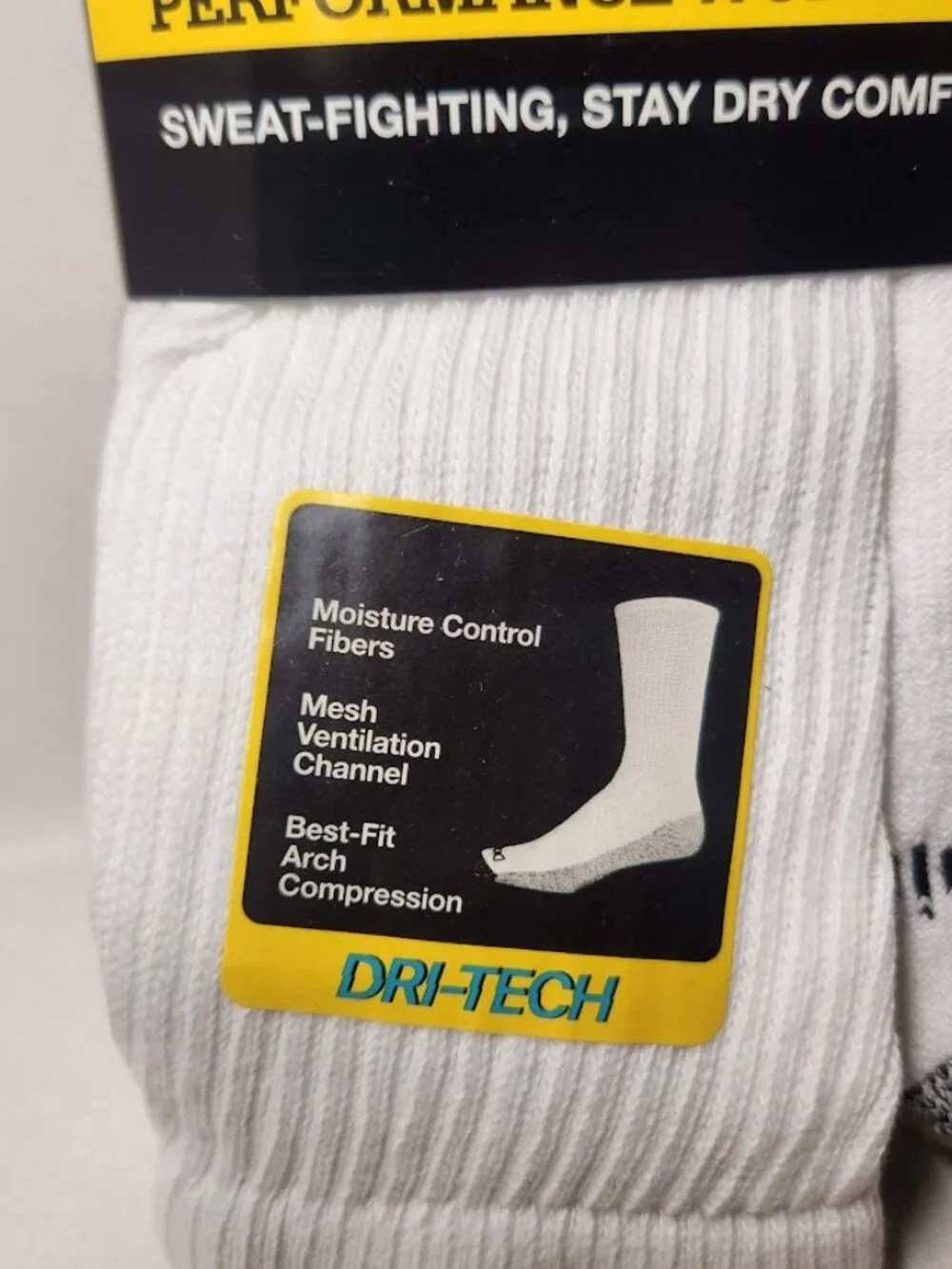NEW Dickies Men's Dri-Tech Moisture Control Crew Socks 6 Pack Size XL White Soft